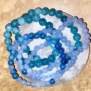 Ocean Deep Blue Aquamarine AAA+ Grade Crystal Bracelets. 6mm & 8mm!